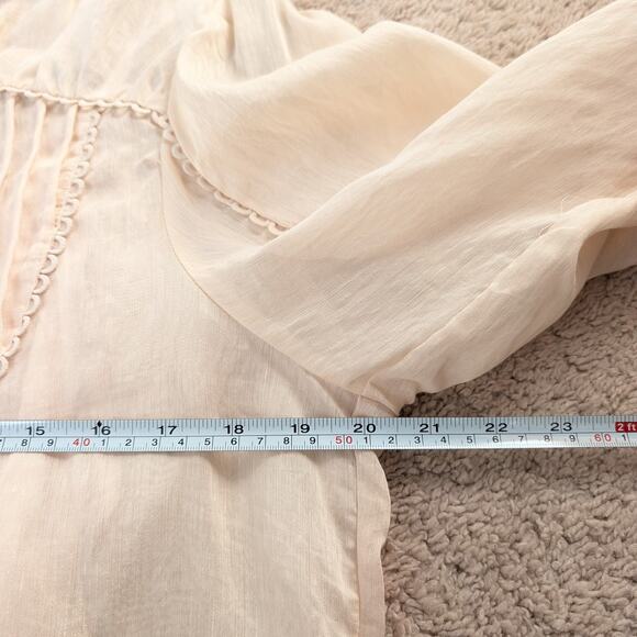 NWOT MOS The Label Ivory Meadow Blouse Button Linen Blend Long Sleeve, size US 6 - Picture 8 of 10